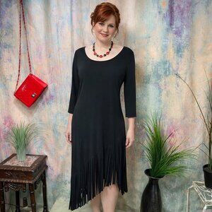 Rare Find 📌Calvin Klein Asymmetrical Dress with Wide Fringes